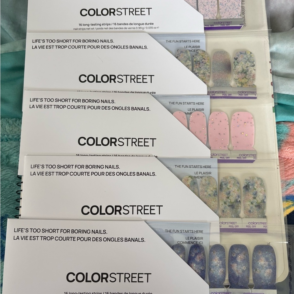 Color Street Pink and Purple Glitter Press-On Nail Strips March Color Play Box